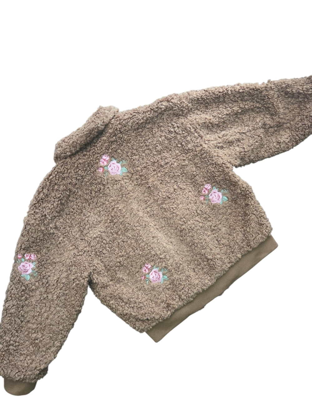 Anthropologie Floral Embroidered Sherpa Bomber Jacket - Picture 7 of 7